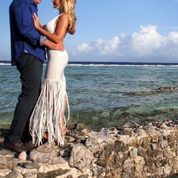 Dresses & Skirts - White fringe bandage dress